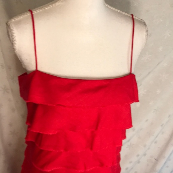 J Crew tiered linen red midi dress EUC - Picture 4 of 6